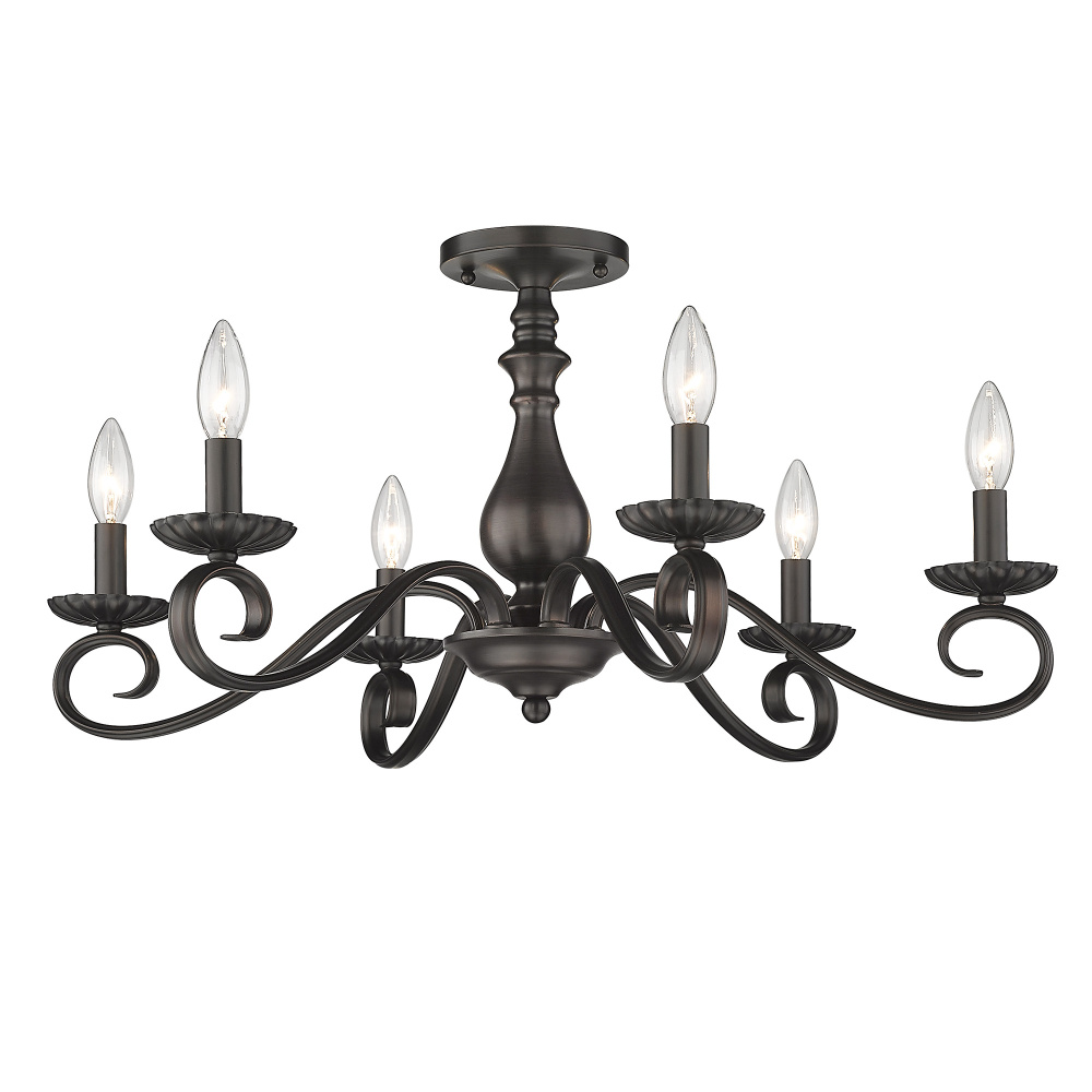 Wry Lighting Larrick 6-light Semi-Flush Mount in Rubbed Bronze